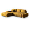 ECKSOFA ALESE L-S Gelb Velours-Stoff mit Schlaffunktion - Gelb, Holz (265/185cm) - MASSENO