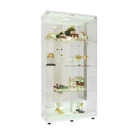 VITRINE 163,9x36,5x80,5 cm, LED, Doppeltür, Glas - Weiß, Holz (80/164/36cm)