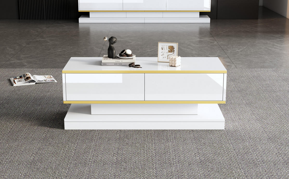 COUCHTISCH Warmweiß 100/50/38 cm - Weiß, Holzwerkstoff (50/100/38cm) - PANGIVO