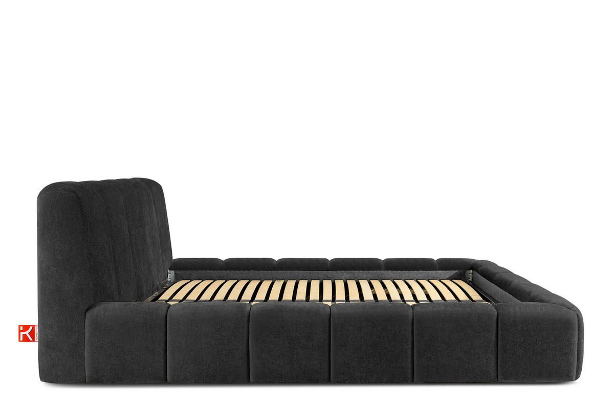 POLSTERBETT OLMIRA - Anthrazit/Schwarz, Holz/Holzwerkstoff (202/203cm) - KONSIMO®