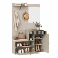 GARDEROBENSET mit Spiegel und Sitzkissen 110 x 185,5 x 37 cm Beige - Beige, Holzwerkstoff (37/185.5/110cm) - Beauniv