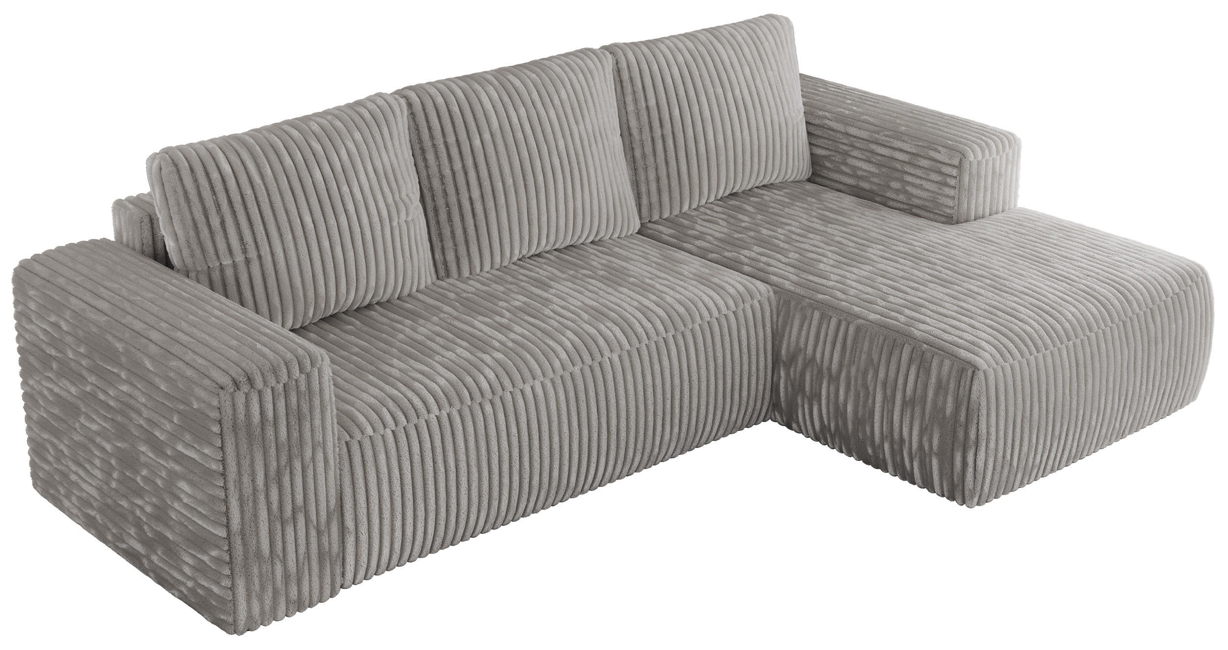 ECKSOFA TRENTINO L Hellgrau Cord - Rechts - Hellgrau/Schwarz, Textil (164/266cm) - MKS