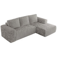ECKSOFA TRENTINO L Hellgrau Cord - Rechts - Hellgrau/Schwarz, Textil (164/266cm) - MKS