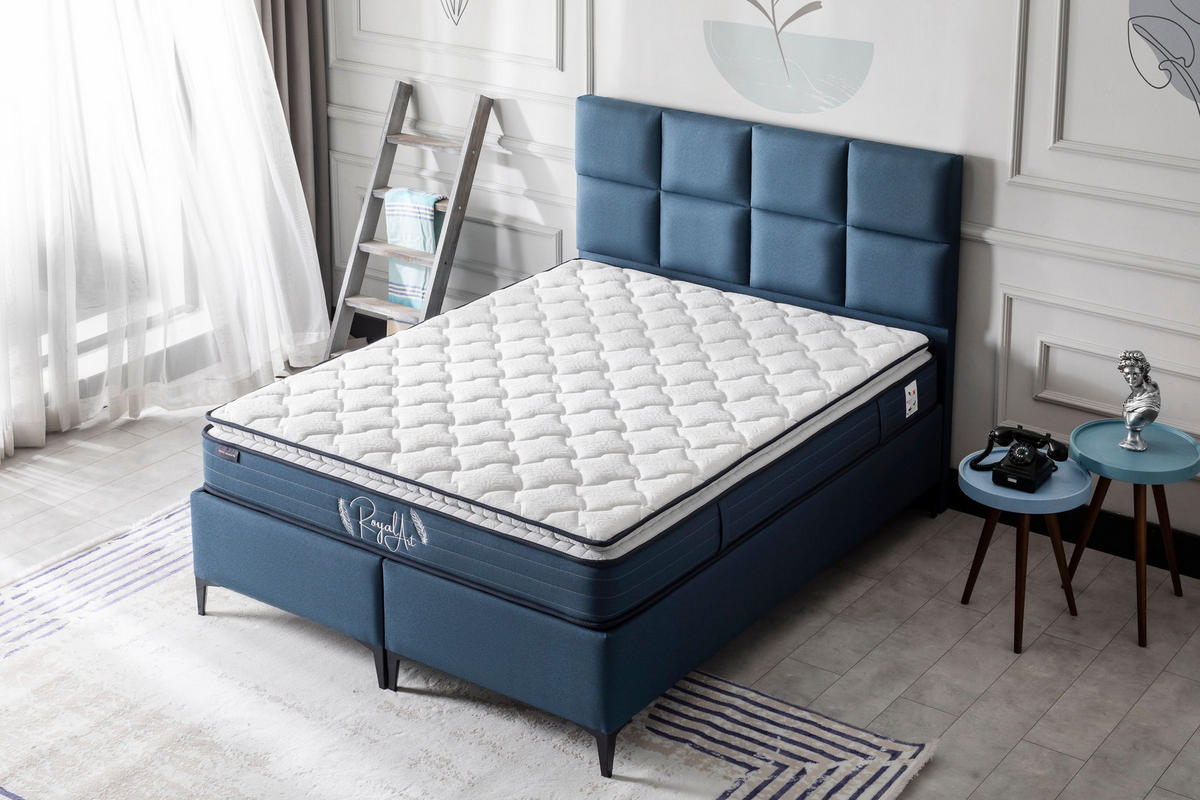 POLSTERBETT-SET Royal Art 180x200 Blau - Bett inkl. Matratze - Blau, Metall (180/200cm) - Villa Möbel