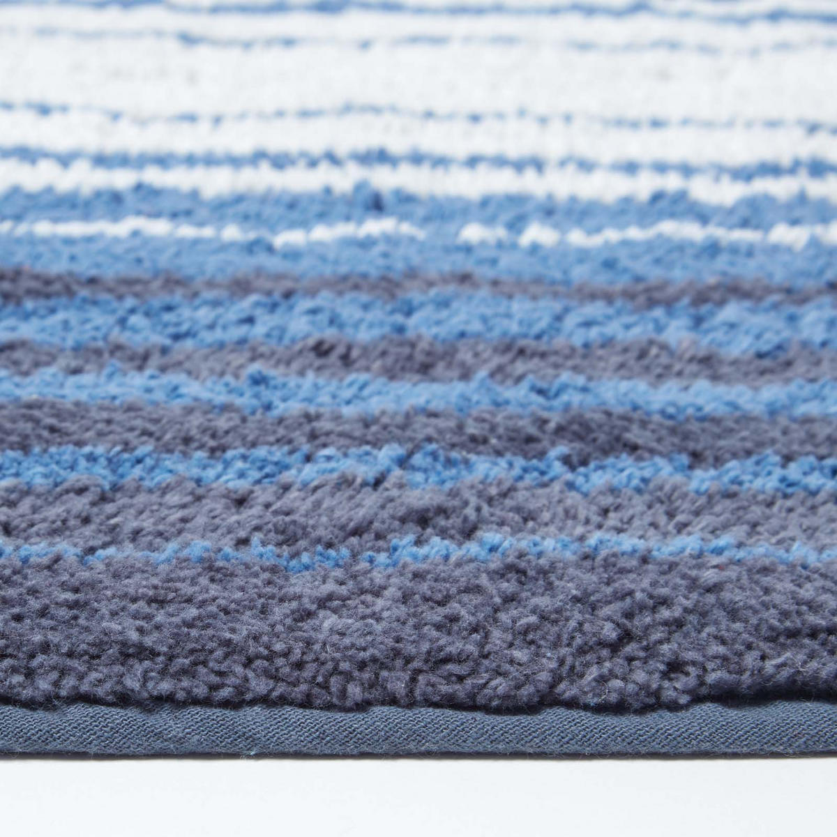 BADEMATTE 50/80 cm gestreift, Baumwolle - Blau, Textil (50/80cm) - Homescapes