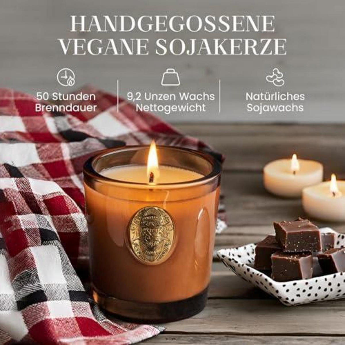 DUFTKERZE im Glas Espresso-Karamell 260g 55h Brenndauer - Braun, Glas (15.8cm)
