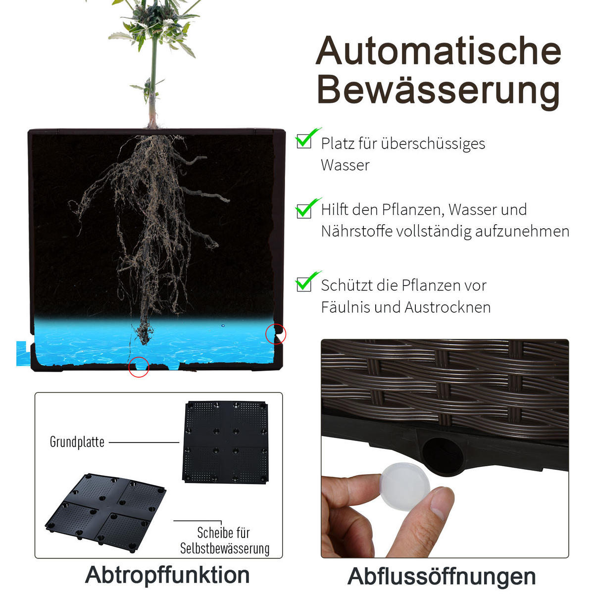 HOCHBEET, Kunststoff, Braun - Braun, Kunststoff (40/44/40cm) - Outsunny