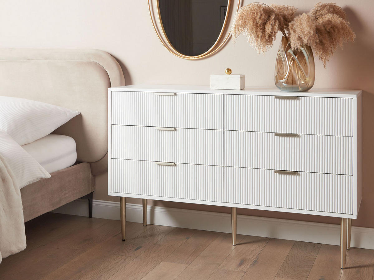 KOMODA s 6 zásuvkami Bílá Soho - bílá, kompozitní dřevo (120/78/40cm) - Beliani