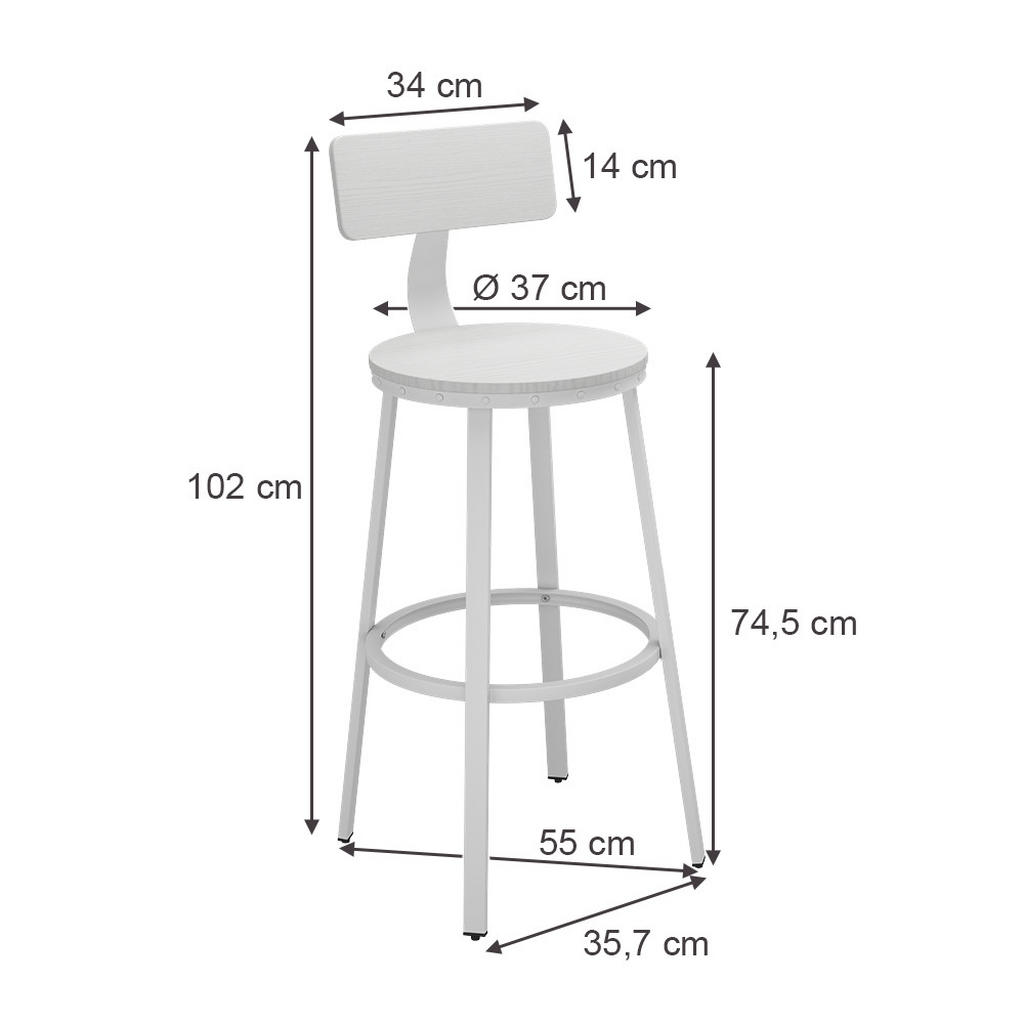 Thumbnail - Vicco Barhocker, Weiß, Holzwerkstoff, 34x102x55 cm, Esszimmer, Barmöbel, Barhocker