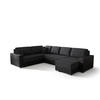 WOHNLANDSCHAFT Prado rechts mit Schlaffunktion und Bettzeugcontainer - Dunkelgrau/Schwarz, Textil (314/88/210cm) - SIMKAM Furniture