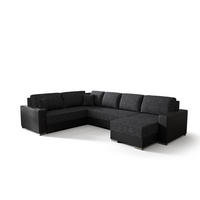 WOHNLANDSCHAFT Prado rechts mit Schlaffunktion und Bettzeugcontainer - Dunkelgrau/Schwarz, Textil (314/88/210cm) - SIMKAM Furniture