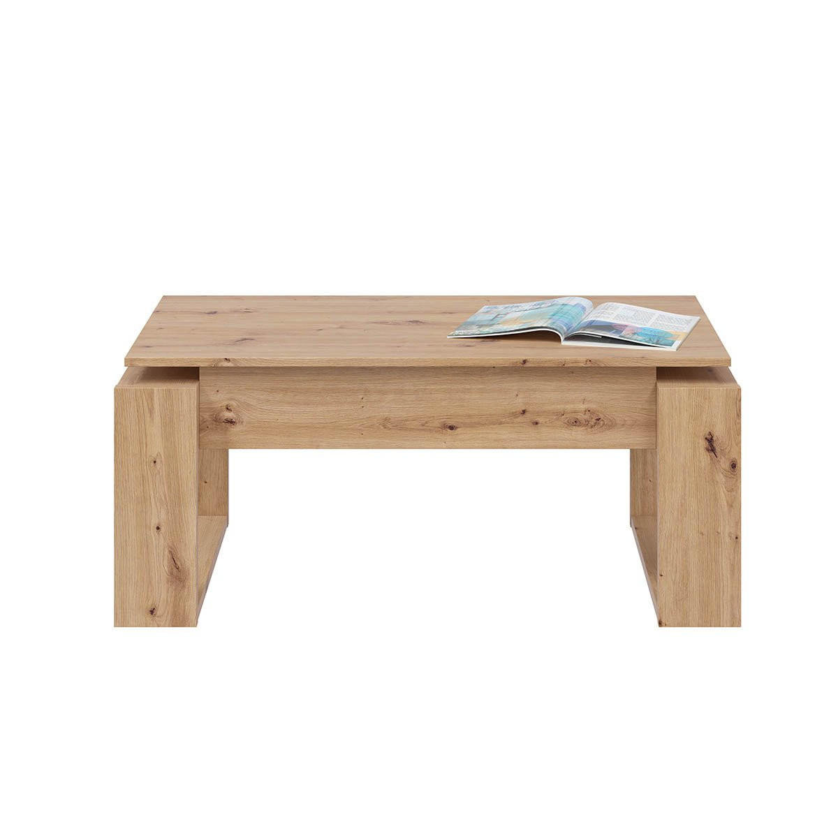DESIGN Couchtisch mit hochklappbarer Tischplatte L102 cm - Ciara - Eiche Artisan, Holzwerkstoff (102/50/43cm) - Calicosy