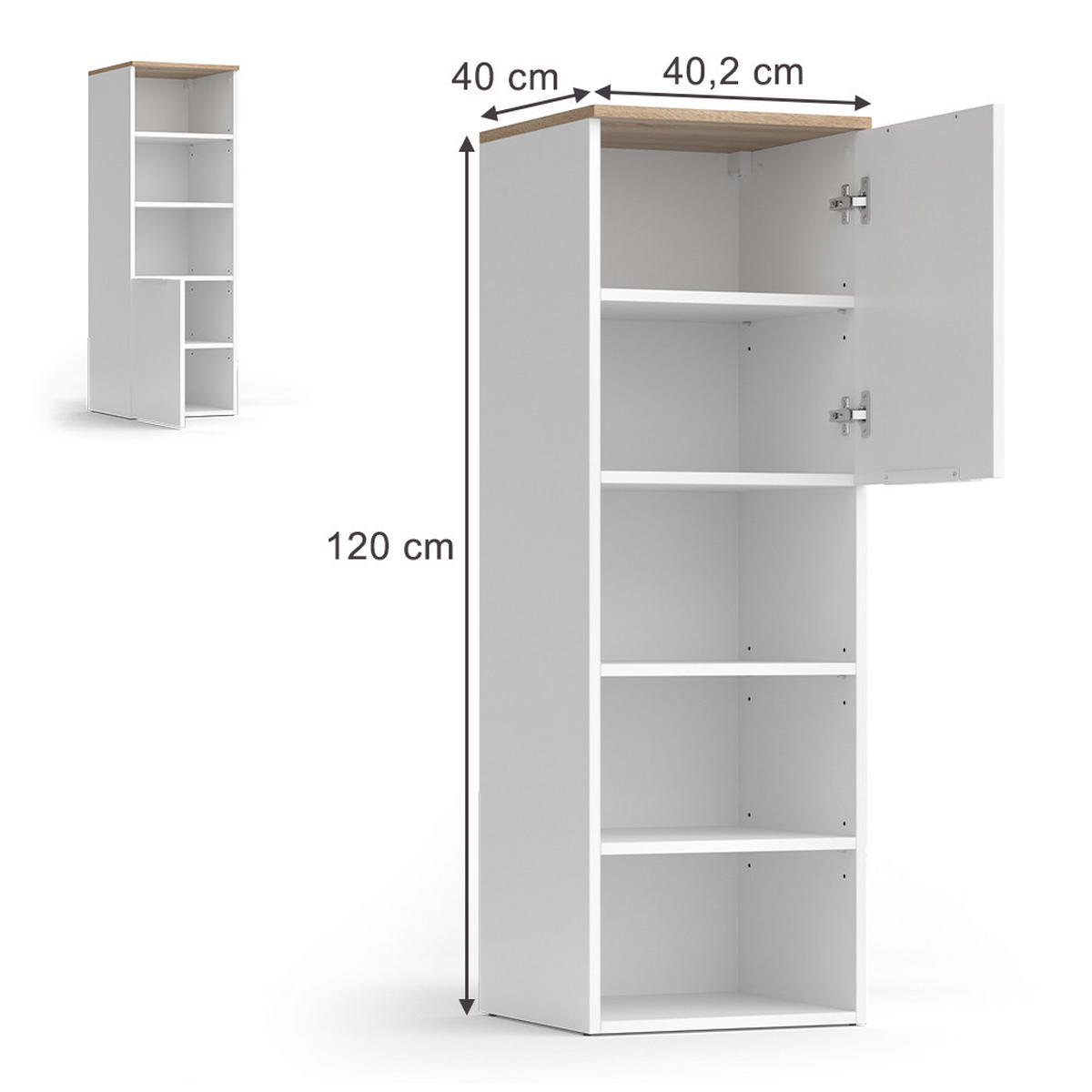 UNIVERZÁLNÍ SKŘÍŇ Wido Bílá/Sonoma - bílá, kompozitní dřevo (40.2/120/40cm) - Vicco