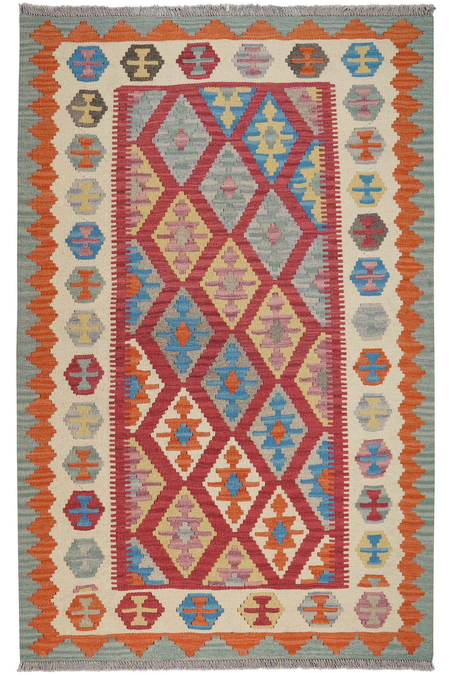 HANDWEBTEPPICH Kelim Gashgai Rot 187/122 cm Schurwolle - Rot, Textil (122/187cm) - Looma