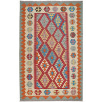 HANDWEBTEPPICH Kelim Gashgai Rot 187/122 cm Schurwolle - Rot, Textil (122/187cm) - Looma