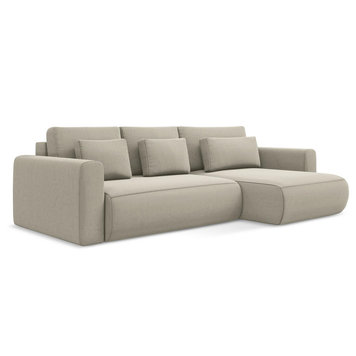 ECKSOFA mit Schlaffunktion Samt Stoff Creme - Perlmutt/Creme, Kunststoff/Textil (278/149cm) - LaMiaSofa