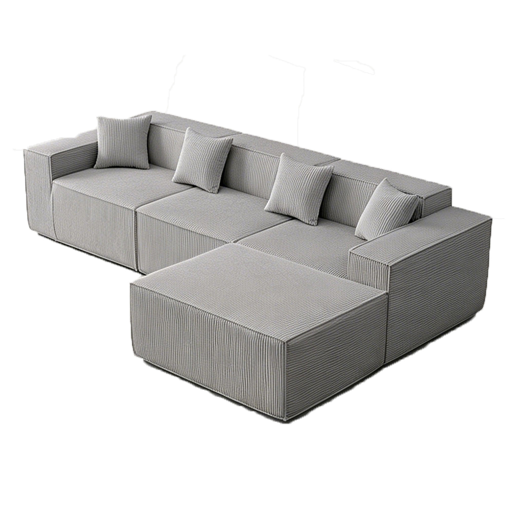 ECKSOFA 277/165.5/65.5 cm Grau mit Fußbank - Grau, Textil (279/165cm) - Oxeza