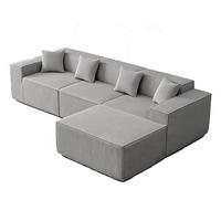 ECKSOFA 277/165.5/65.5 cm Grau mit Fußbank - Grau, Textil (279/165cm) - Oxeza