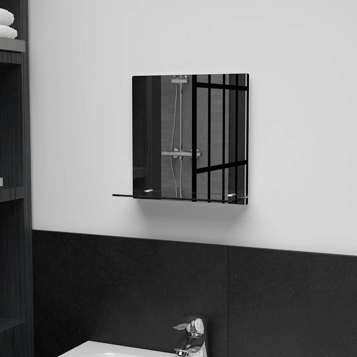 WANDSPIEGEL mit Regal 30x30 cm Hartglas - Silberfarben, Glas (30/30/30cm) - furnicato