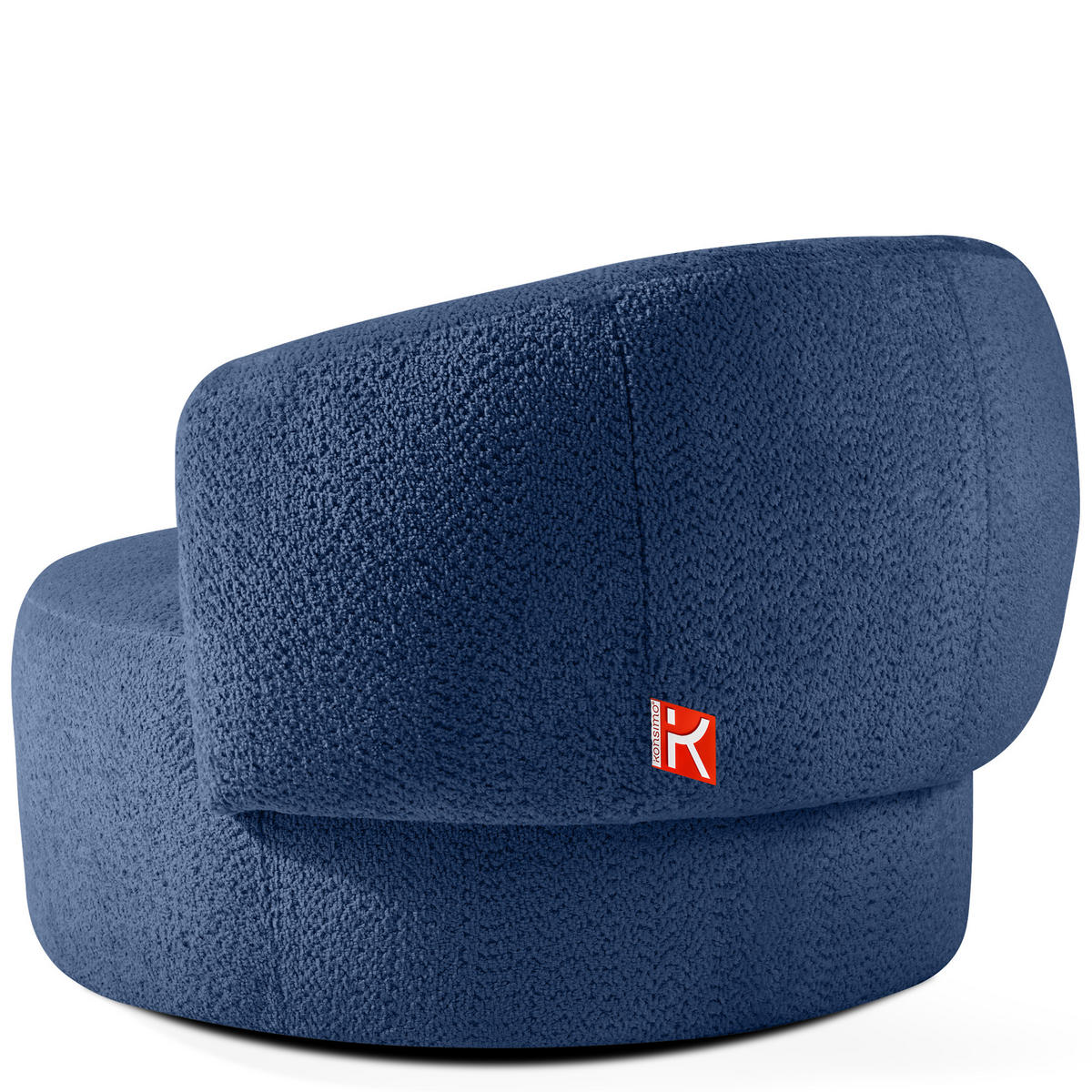 DREHSESSEL VIRA, Blau, Chenille - Blau/Schwarz, Holz/Holzwerkstoff (105/76/100cm) - KONSIMO®