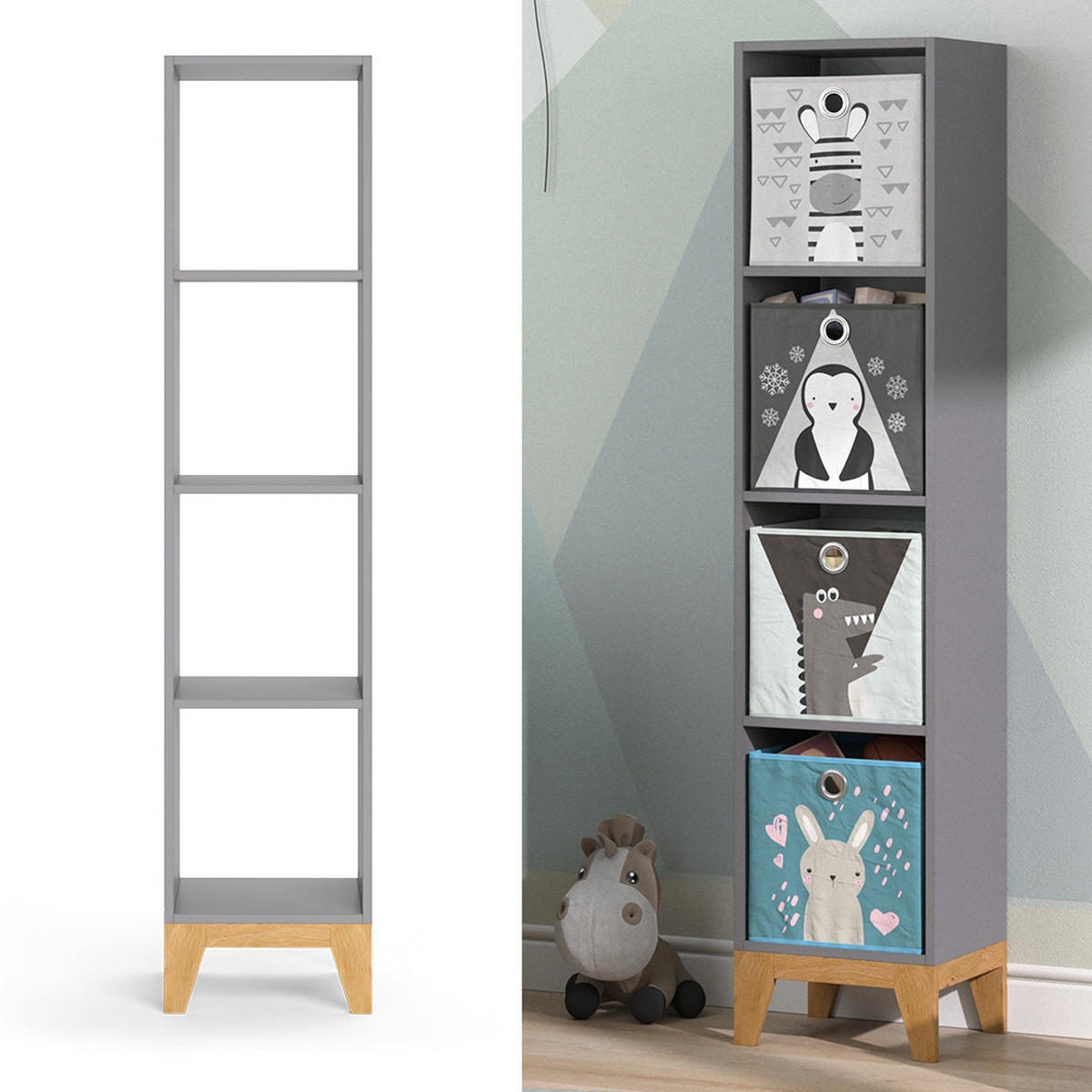 DĚTSKÁ POLIČKA Malia Šedá - šedá, kompozitní dřevo (35.2/159.5/30cm) - Vicco