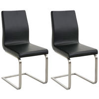 ESSZIMMERSTÜHLE Belfort 2er Set 90x40x50 cm schwarz - Schwarz, Leder (40/90/50cm) - furnicato