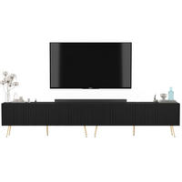 TV-LOWBOARD 2-er Set Elpis Schwarz matt mit goldenen Metallbeinen 150 cm - Goldfarben/Schwarz, Holzwerkstoff (300/60.5/36.5cm) - Meble Lindner