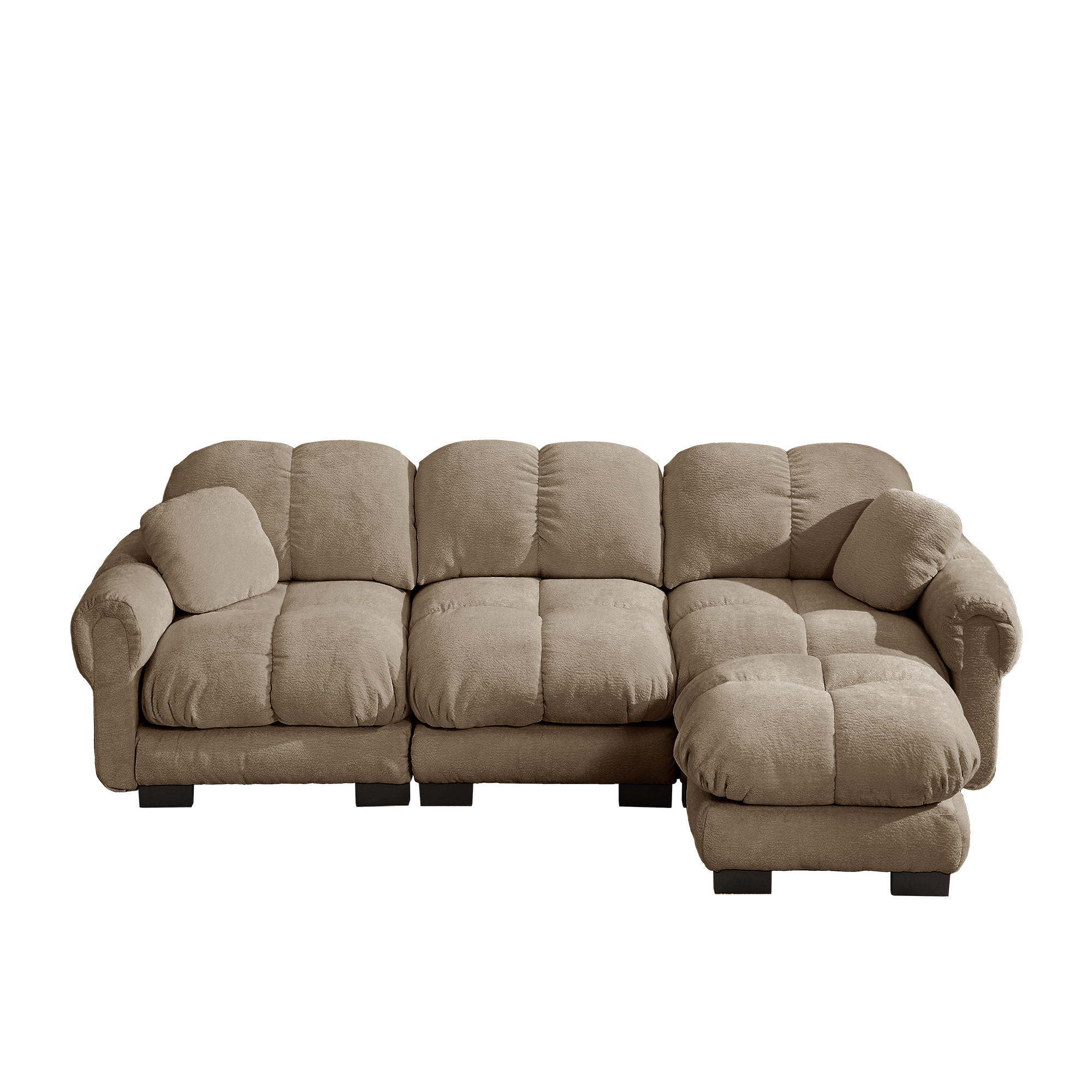 ECKSOFA 260/149/90 cm Braun Cord mit mobiler Ottomane und 2 kleinen Dekokissen - Braun, Textil (260/149cm) - Oxeza