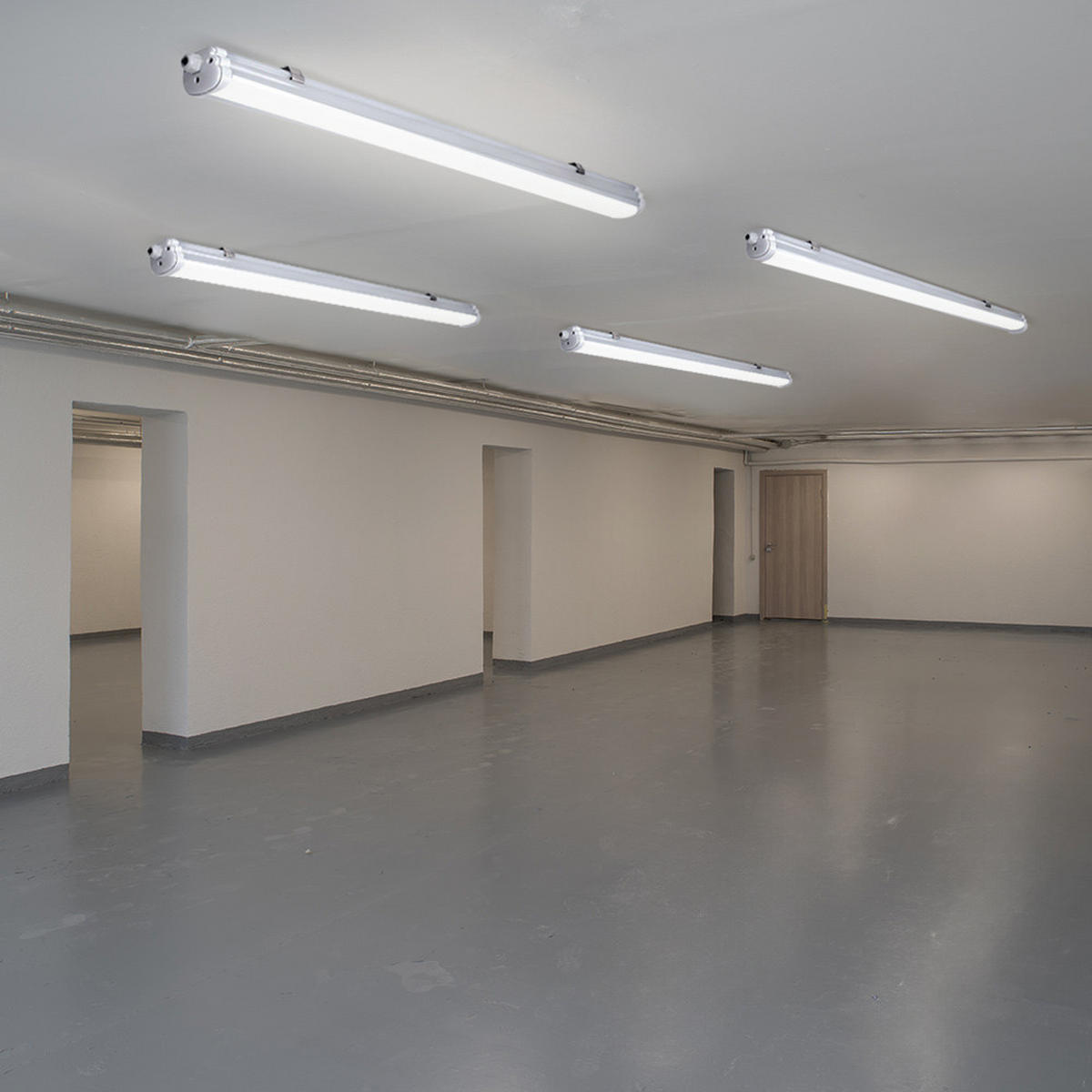 LED DECKENLEUCHTE Weiß Kunststoff 4er Set - Weiß, Kunststoff (60/6.5/5.8cm)
