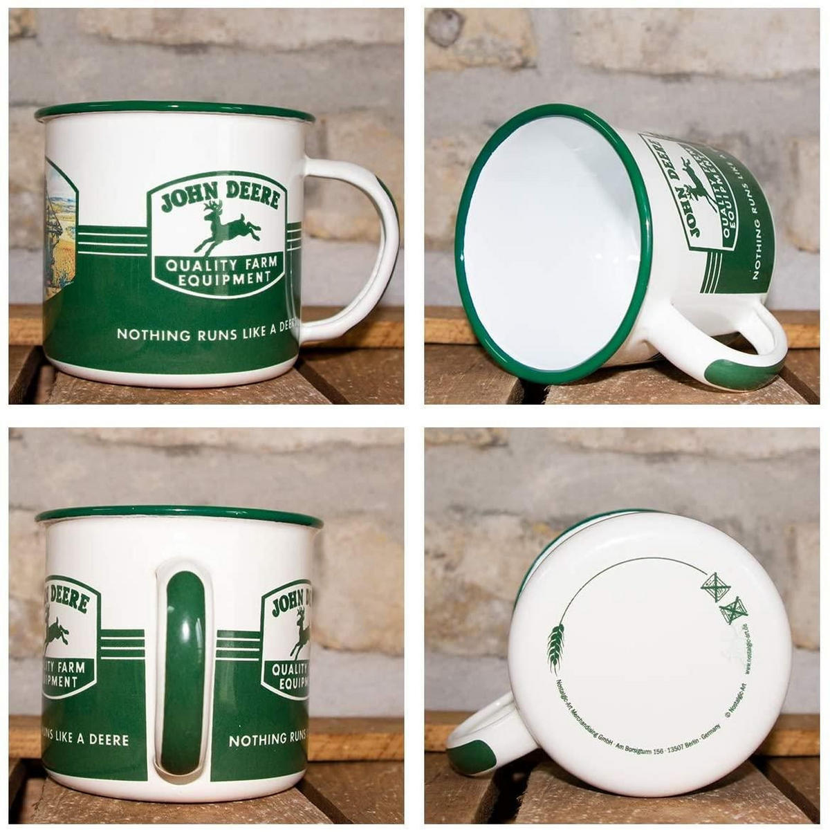 EMAILLE-BECHER 360 ml John Deere Quality Farm Equipment - Waldgrün/Weiß, Metall (0.36L) - Nostalgic-Art