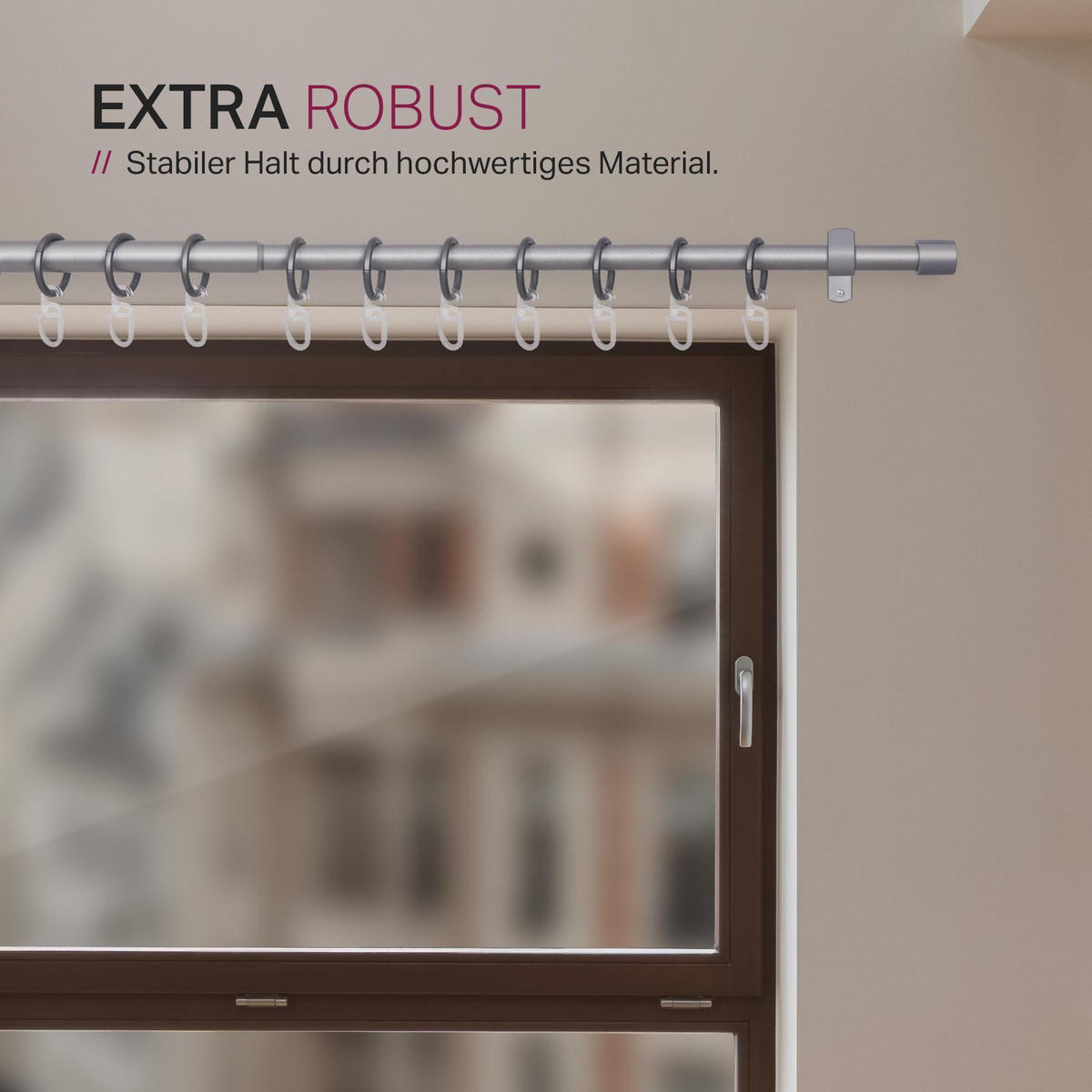 GARDINENSTANGENSET 120-220cm Silber Zylinder - Silberfarben, Metall (120cm)