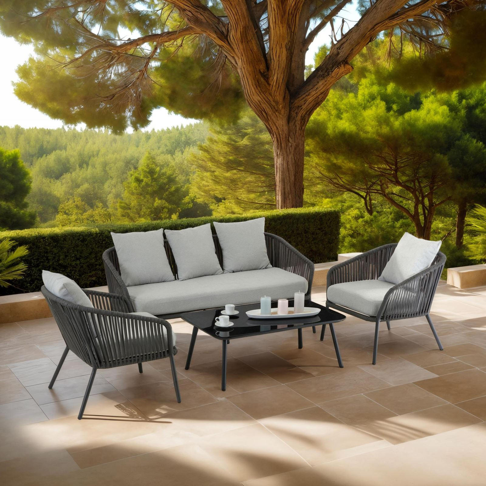 GARTENMÖBEL-SET BENGAL - Grau, Metall - CARO-Möbel