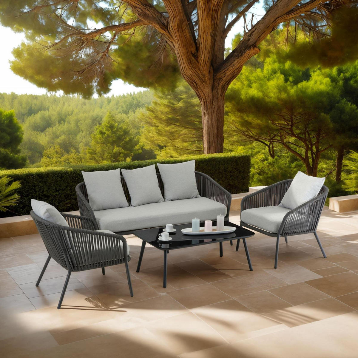 GARTENMÖBEL-SET BENGAL - Grau, Metall - CARO-Möbel