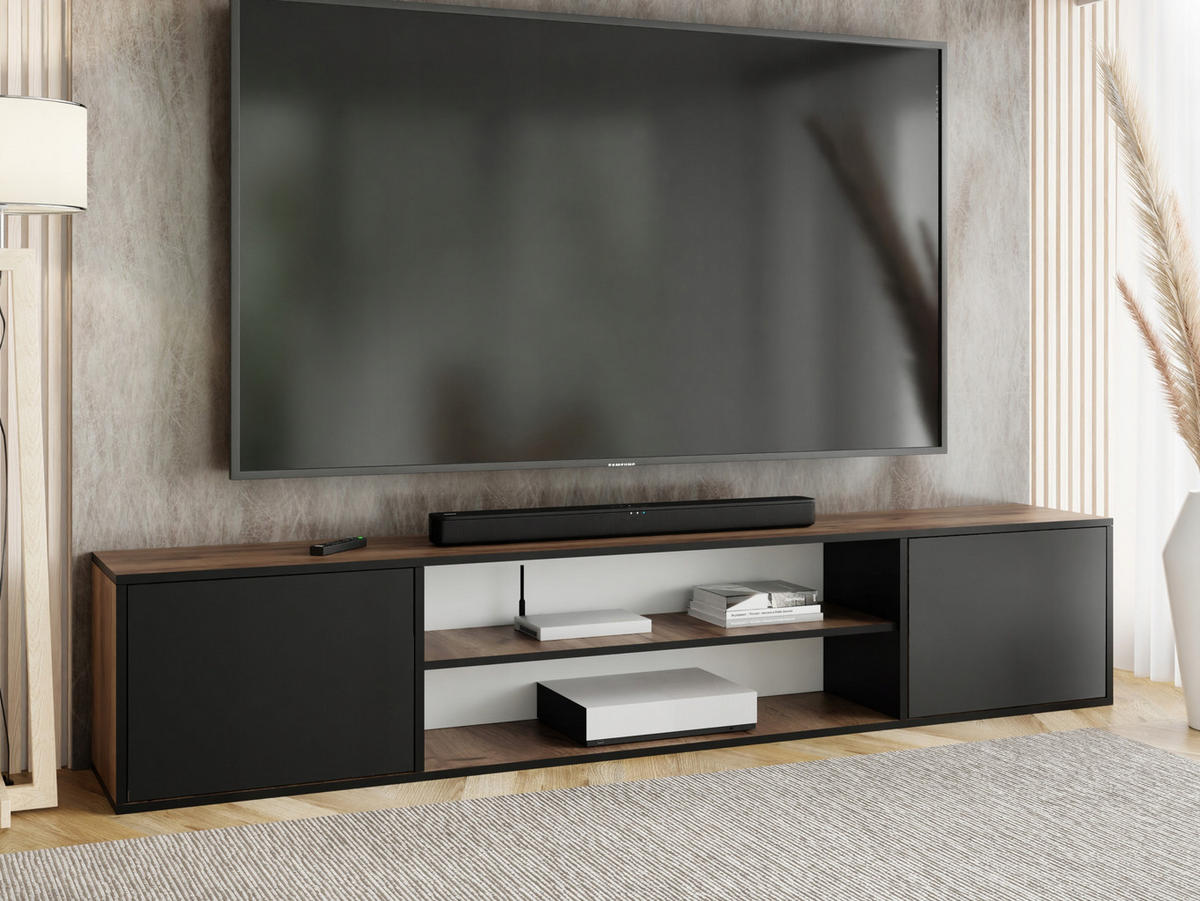 TV-LOWBOARD EDI 4 Craft Gold Eiche / Schwarz – 2-türig - Honigeiche/Schwarz, Holzwerkstoff (206.4/42/38.9cm)
