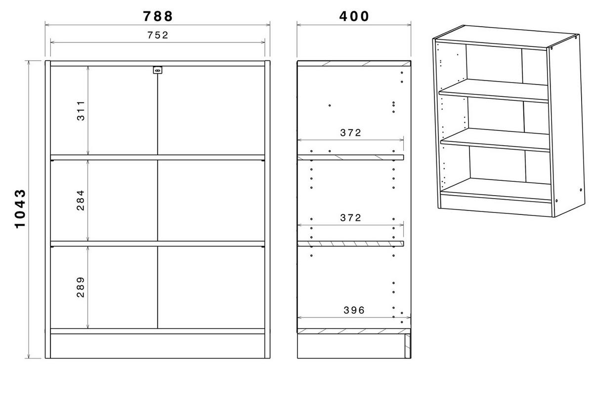 BÜROMÖBEL Set Eiche, weiß, Schreibtischkombination mit Schreibtisch und 2x Regal - Eichefarben/Weiß, Holzwerkstoff/Metall (80/150/73cm) - Parisot Meuble