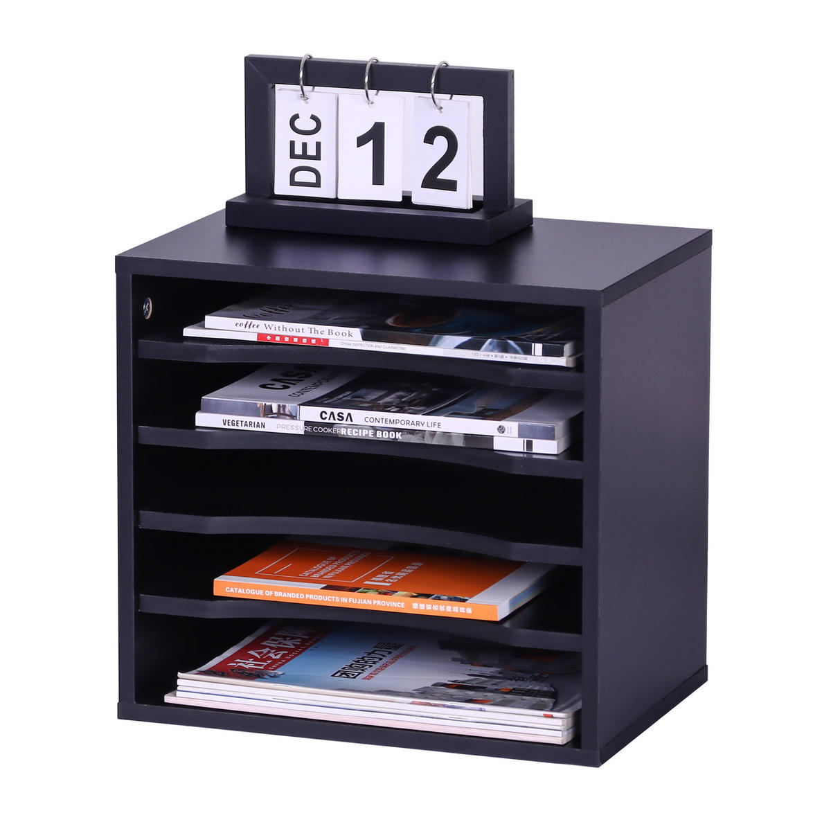DOKUMENTENABLAGE - Schwarz, Holzwerkstoff (25/35.5/33cm) - Relaxdays