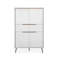 HIGHBOARD mit 4 Türen und 2 Schubladen - Arona - 90/38/140 cm - Weiß, Holzwerkstoff (38/140/90cm) - Calicosy