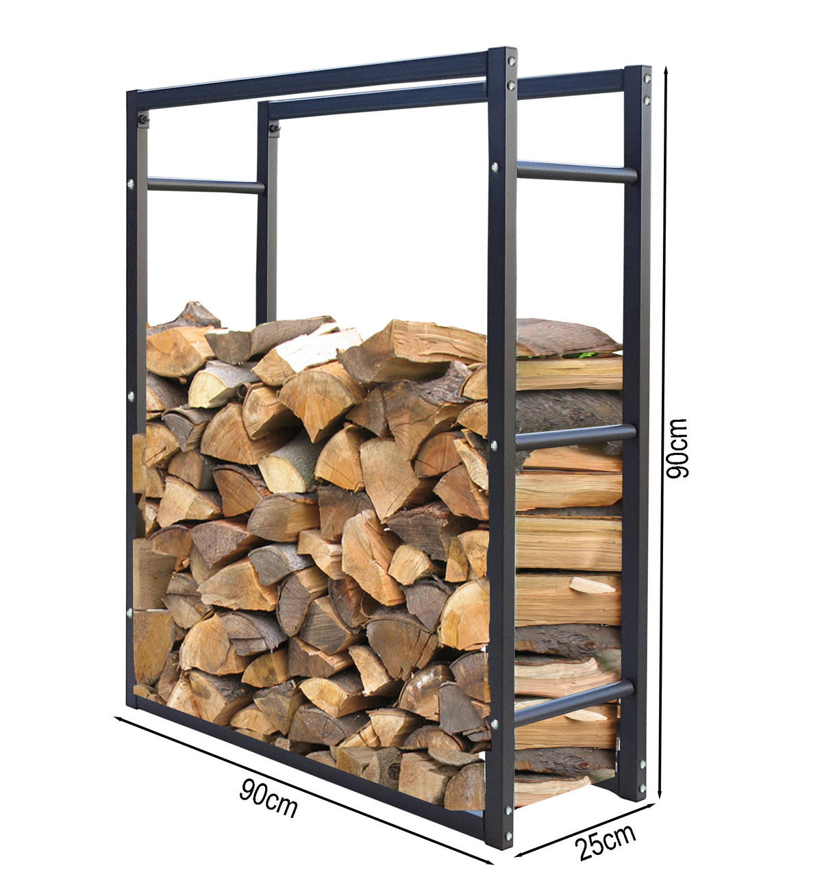 KAMINHOLZREGAL Außen 90x25x90 cm Metall Anthrazit - Anthrazit, Metall (25/90/90cm) - QUICK STAR
