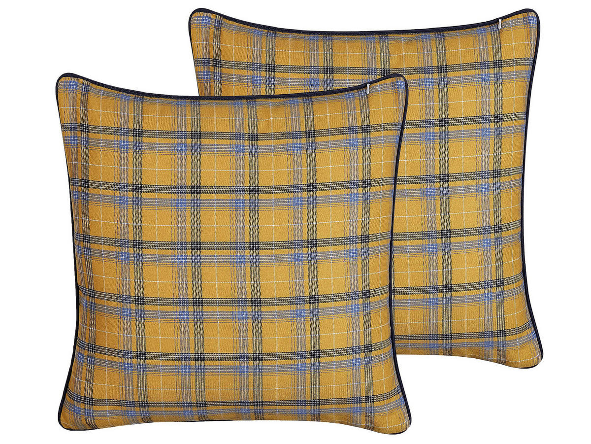DEKOKISSEN 2er-Set Gelb 45/45 cm Dicentra - Gelb, Textil (45/45cm) - Beliani