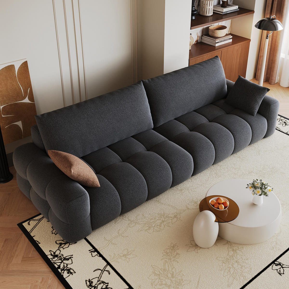 2-SITZER-SOFA DE-34889 260 cm tiefer Sitz Grau - Dunkelgrau, Textil (105/86/260cm) - ComfortXL