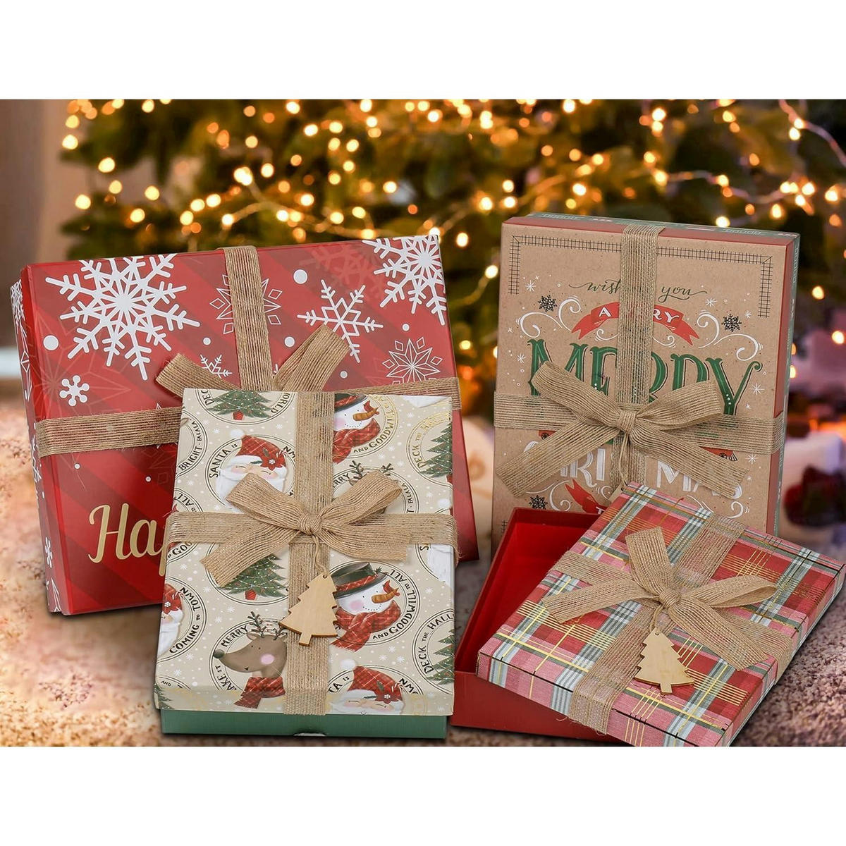 GESCHENKBOX 4er Set Weihnachten Mehrfarbig - Multicolor, Karton (25/6.9/31.5cm)