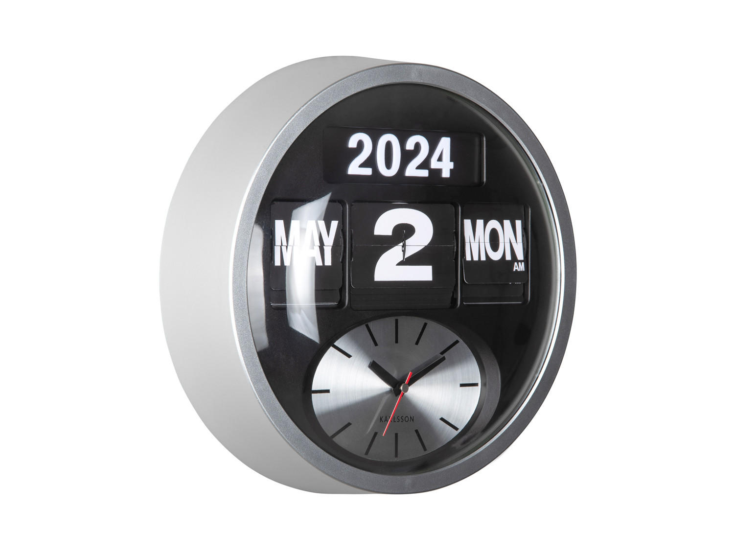 WANDUHR Flip Ø32,6 cm - Silberfarben, Kunststoff (32/11/32cm) - Karlsson