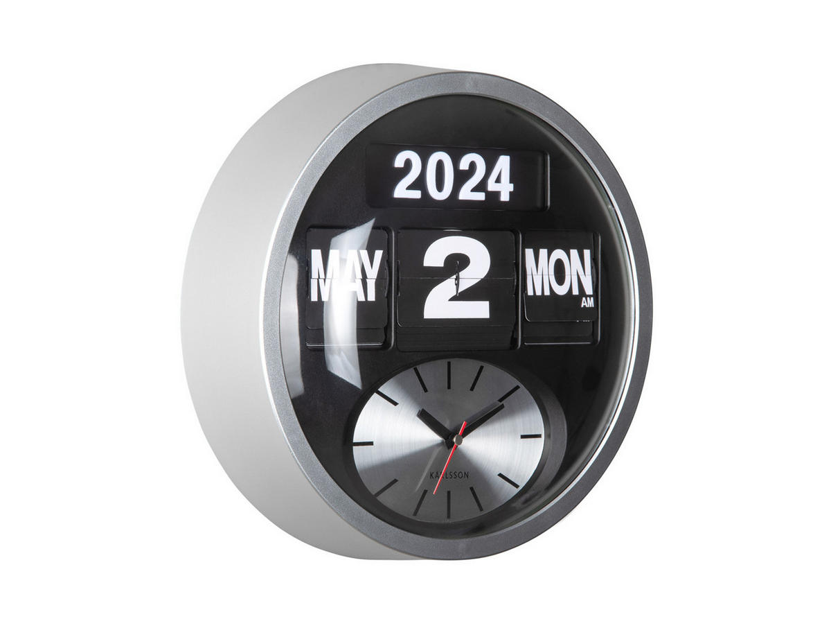 WANDUHR Flip Ø32,6 cm - Silberfarben, Kunststoff (32/11/32cm) - Karlsson