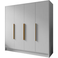 DREHTÜRENSCHRANK Pavia ohne Spiegel, Weiß mit mit goldenen Griffen, 200 cm - Goldfarben/Weiß, Holzwerkstoff (200/200/51cm) - Beautysofa