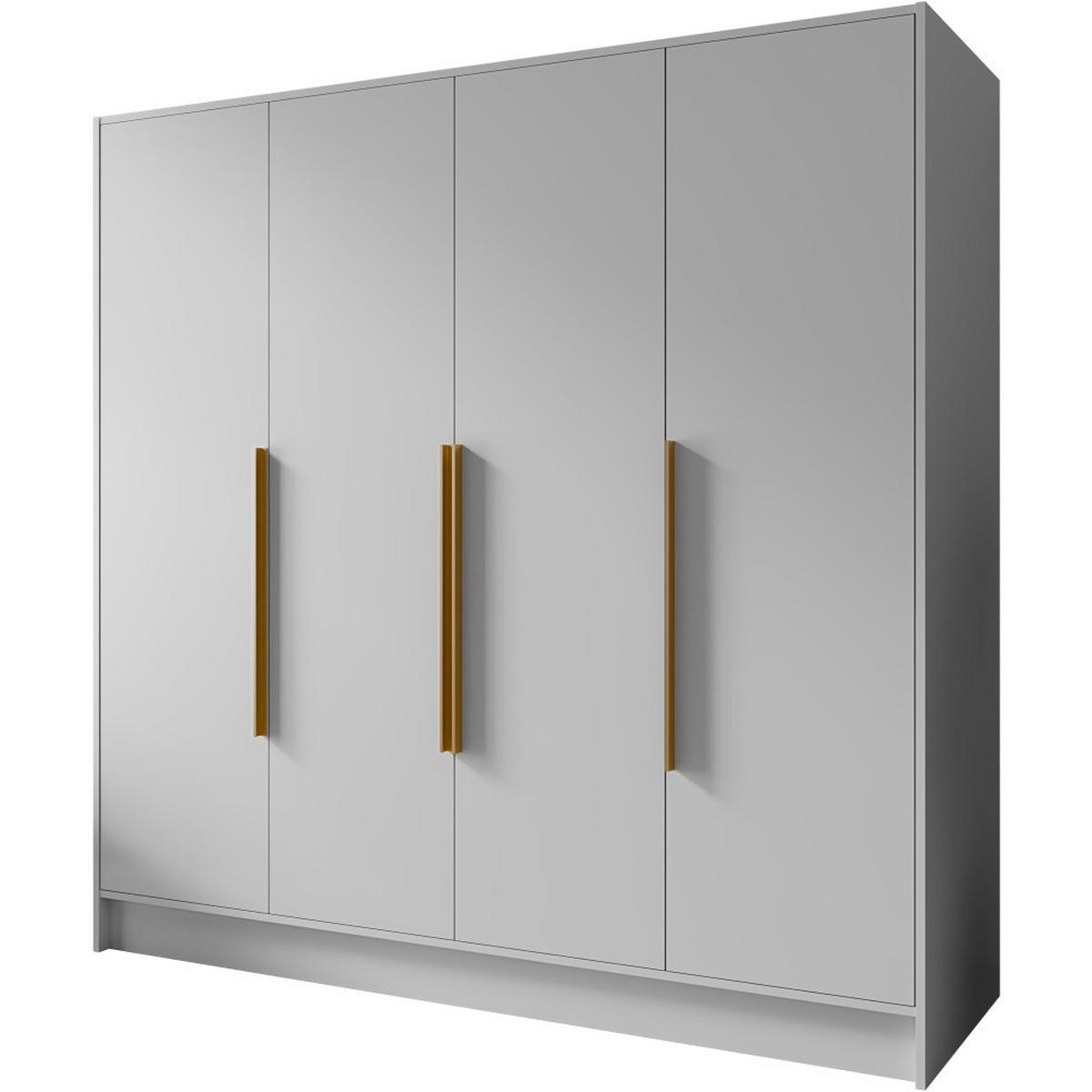 DREHTÜRENSCHRANK Pavia ohne Spiegel, Weiß mit mit goldenen Griffen, 200 cm - Goldfarben/Weiß, Holzwerkstoff (200/200/51cm) - Beautysofa