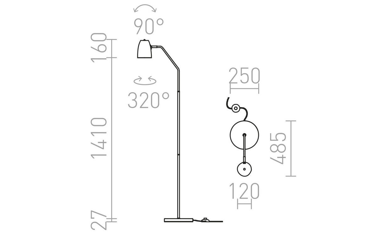 STEHLEUCHTE PRAGMA Schwarz Chrom 11 W - Schwarz, Metall (25/25/159cm) - Rendl