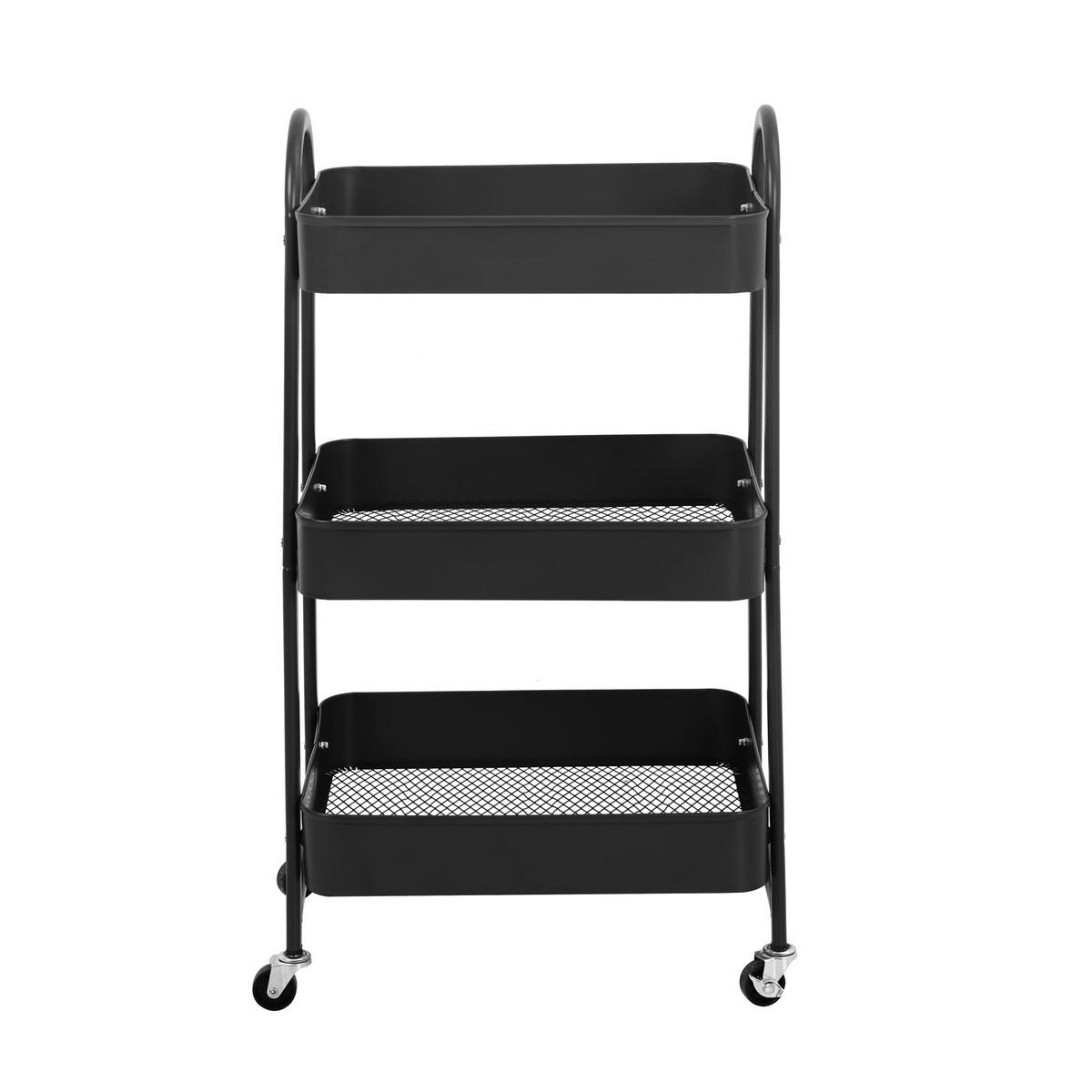 SERVIERWAGEN mit 3 Etagen Schwarz - Schwarz, Metall (42/80/31.5cm) - SVITA