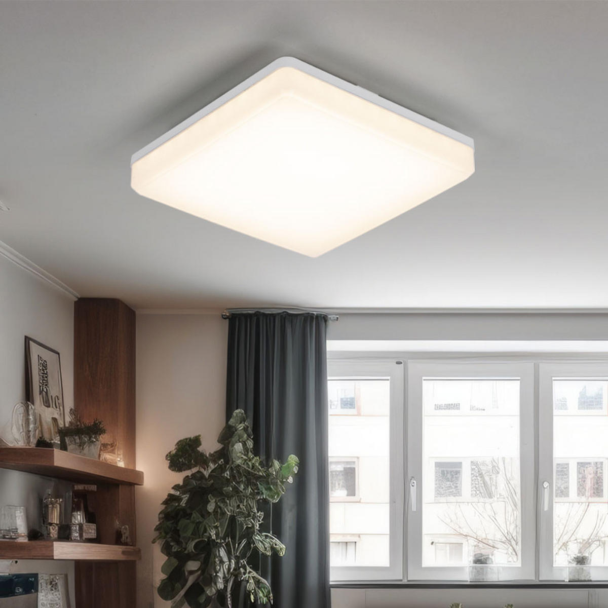 LED DECKENLEUCHTE Kunststoff Weiß Quadrat - Weiß, Kunststoff (20/20/4.75cm)