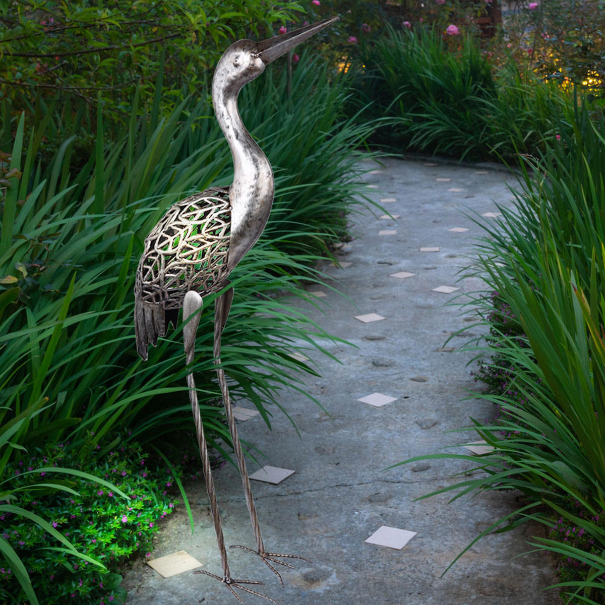 LED AUSSENLEUCHTE Kranich Grau - Grau, Metall (29/15/77cm) - Globo Lighting