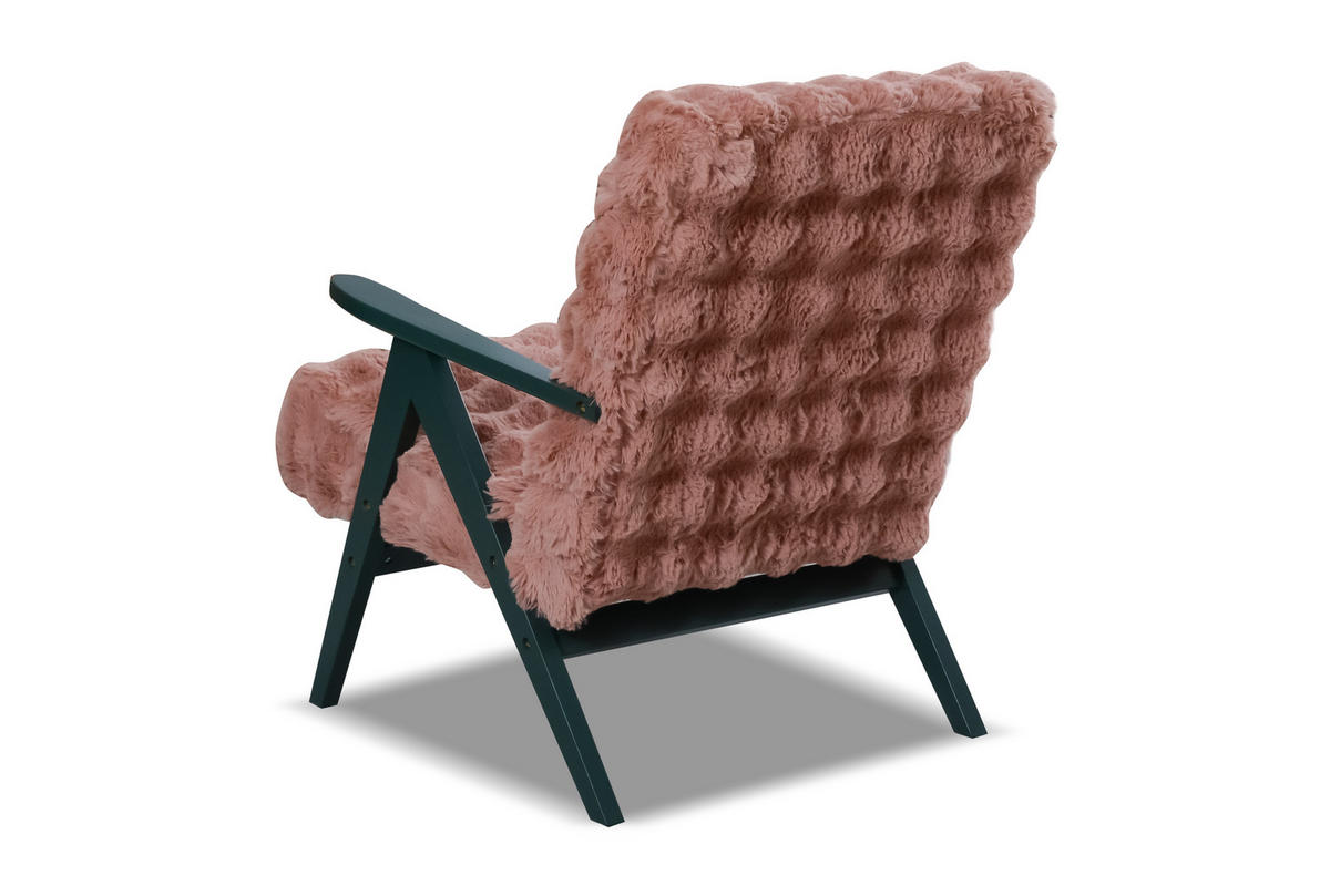 SESSEL Capri Altrosa Bouclé - Grüne Füße - 64x80x83 cm - Smaragdgrün/Pink, Holz/Holzwerkstoff (64/80/83cm) - Ravio
